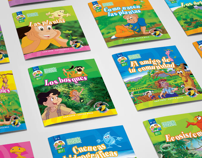 Covers for the 'Environmental Education Collection' from the Environmental Education Project - PRODEA of MINAE, Costa Rica.