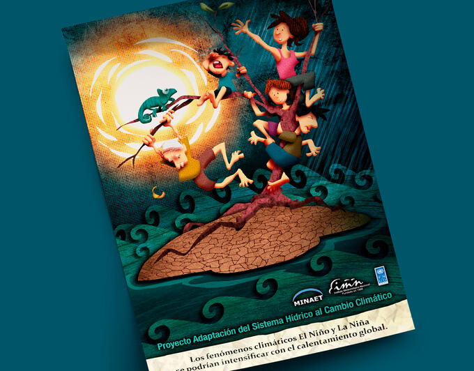 Climate Phenomena, El Nino and La Nina - IMN Illustration for outreach materials on 'Climate Phenomena, El Niño and La Niña' for the National Meteorological Institute, Costa Rica.